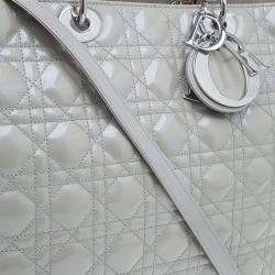 مملوكة مسبقًا Dior Grey Patent Leather Extra Large Lady Dior Tote