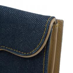 مملوكة مسبقًا Dior Blue Denim Logo Charm Wallet