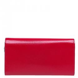 مملوكة مسبقًا محفظة ديور مانيا راندي-فو بسلسلة جلد حمراء