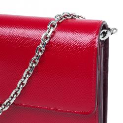 مملوكة مسبقًا محفظة ديور مانيا راندي-فو بسلسلة جلد حمراء