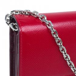 مملوكة مسبقًا محفظة ديور مانيا راندي-فو بسلسلة جلد حمراء