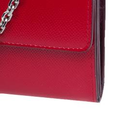 مملوكة مسبقًا محفظة ديور مانيا راندي-فو بسلسلة جلد حمراء