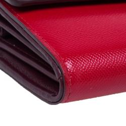 مملوكة مسبقًا محفظة ديور مانيا راندي-فو بسلسلة جلد حمراء
