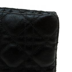 Pre Owned Dior Black Quilted Cannage Coated Canvas Large Panarea Clutch