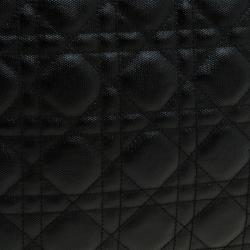 Pre Owned Dior Black Quilted Cannage Coated Canvas Large Panarea Clutch