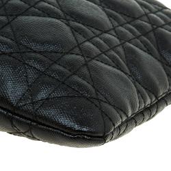 Pre Owned Dior Black Quilted Cannage Coated Canvas Large Panarea Clutch
