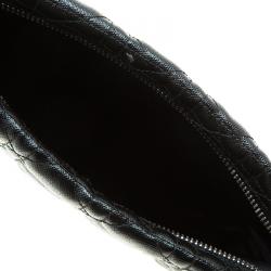 Pre Owned Dior Black Quilted Cannage Coated Canvas Large Panarea Clutch