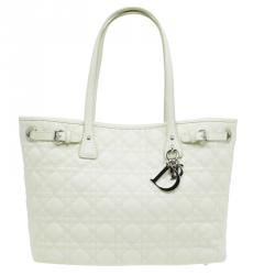 Pre Owned Dior Cream Coated Canvas Medium Panarea Shopper Tote