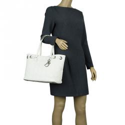 Pre Owned Dior Cream Coated Canvas Medium Panarea Shopper Tote
