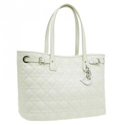 Pre Owned Dior Cream Coated Canvas Medium Panarea Shopper Tote