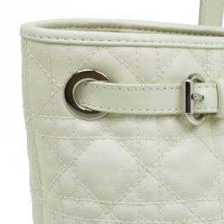 Pre Owned Dior Cream Coated Canvas Medium Panarea Shopper Tote