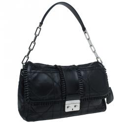 Dior Black Quilted Ruffle Leather New Lock Flap Bag