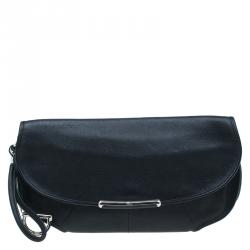 مملوكة مسبقًا Dior Black Leather Oversized Wristlet Clutch