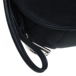 مملوكة مسبقًا Dior Black Leather Oversized Wristlet Clutch