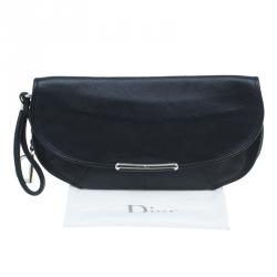 مملوكة مسبقًا Dior Black Leather Oversized Wristlet Clutch