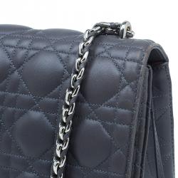 مملوكة مسبقًا حقيبة يد ديور ميس ديور جلد مبطن رصاصي كبيرة