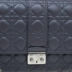 مملوكة مسبقًا حقيبة يد ديور ميس ديور جلد مبطن رصاصي كبيرة