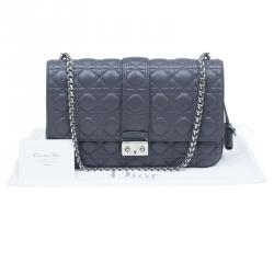 مملوكة مسبقًا حقيبة يد ديور ميس ديور جلد مبطن رصاصي كبيرة