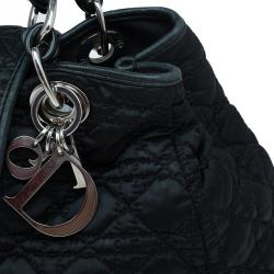 مملوكة مسبقًا Dior Black Cannage Quilted Satin Charming Lock Tote