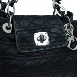 مملوكة مسبقًا Dior Black Cannage Quilted Satin Charming Lock Tote