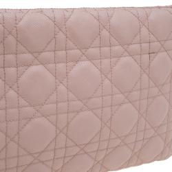 مملوكة مسبقًا Dior Pink Cannage Quilted Coated Canvas Panarea Clutch