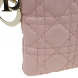 مملوكة مسبقًا Dior Pink Cannage Quilted Coated Canvas Panarea Clutch