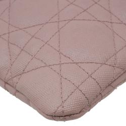 مملوكة مسبقًا Dior Pink Cannage Quilted Coated Canvas Panarea Clutch