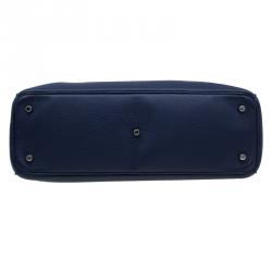 Pre Owned Dior Dark Blue Pebbled Leather Large Diorissimo Shopper Tote