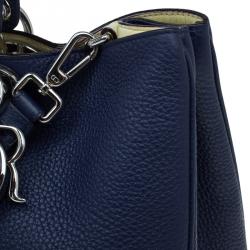 Pre Owned Dior Dark Blue Pebbled Leather Large Diorissimo Shopper Tote