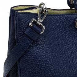 Pre Owned Dior Dark Blue Pebbled Leather Large Diorissimo Shopper Tote