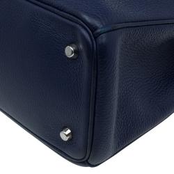 Pre Owned Dior Dark Blue Pebbled Leather Large Diorissimo Shopper Tote