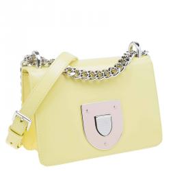 Pre Owned Dior Lemon Yellow Calfskin Leather Mini Diorama Flap Bag