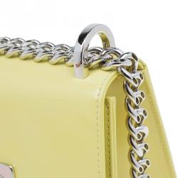 Pre Owned Dior Lemon Yellow Calfskin Leather Mini Diorama Flap Bag