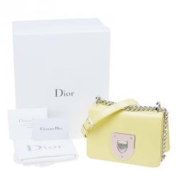 Pre Owned Dior Lemon Yellow Calfskin Leather Mini Diorama Flap Bag