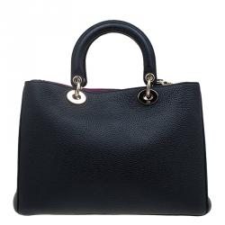 مملوكة مسبقًا Dior Black Pebbled Leather Medium Diorissimo Shopper Tote