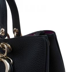 مملوكة مسبقًا Dior Black Pebbled Leather Medium Diorissimo Shopper Tote