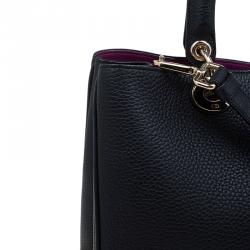 مملوكة مسبقًا Dior Black Pebbled Leather Medium Diorissimo Shopper Tote