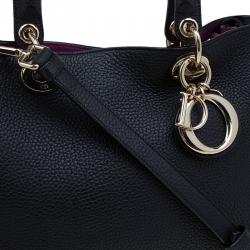 مملوكة مسبقًا Dior Black Pebbled Leather Medium Diorissimo Shopper Tote