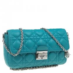 Pre Owned حقيبة كلتش ديور سلسلة نيو لوك جلد تركواز