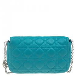 Pre Owned حقيبة كلتش ديور سلسلة نيو لوك جلد تركواز