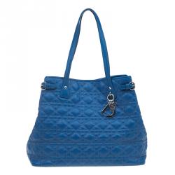 مملوكة مسبقًا حقيبة يد شوبر ديور باناريا كانفاس مقوى زرقاء متوسطة