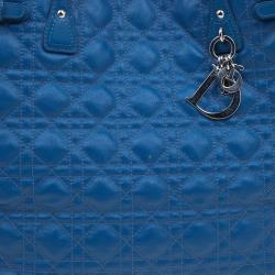 مملوكة مسبقًا حقيبة يد شوبر ديور باناريا كانفاس مقوى زرقاء متوسطة