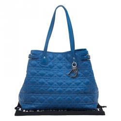 مملوكة مسبقًا حقيبة يد شوبر ديور باناريا كانفاس مقوى زرقاء متوسطة