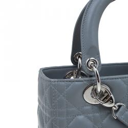 Pre Owned حقيبة يد ديور ليدي ديور جلد رصاصي متوسطة