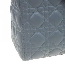 Pre Owned حقيبة يد ديور ليدي ديور جلد رصاصي متوسطة