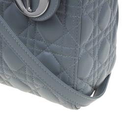 Pre Owned حقيبة يد ديور ليدي ديور جلد رصاصي  متوسطة