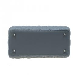 Pre Owned حقيبة يد ديور ليدي ديور جلد رصاصي متوسطة