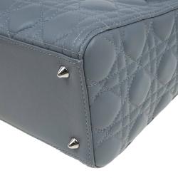 Pre Owned حقيبة يد ديور ليدي ديور جلد رصاصي متوسطة