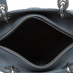 Pre Owned حقيبة يد ديور ليدي ديور جلد رصاصي متوسطة