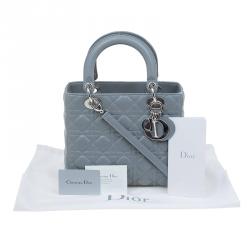 Pre Owned حقيبة يد ديور ليدي ديور جلد رصاصي متوسطة